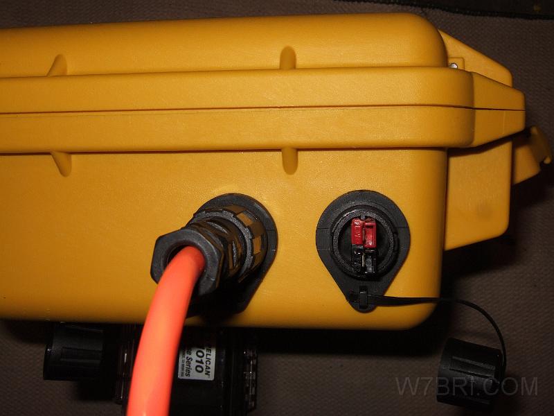 AC & DC #2.JPG - Here's the custom orange AC cord screwed into the case via a IP68-rated (waterproof) in-line panel mount adapter.